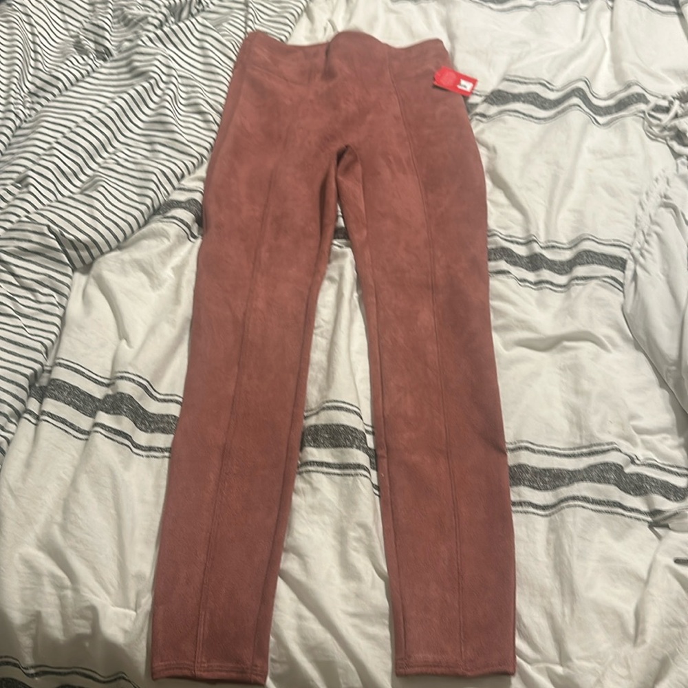 Spanx Faux Suede Leggings Stretch Pants Rich Rose Women’s S Small NWT